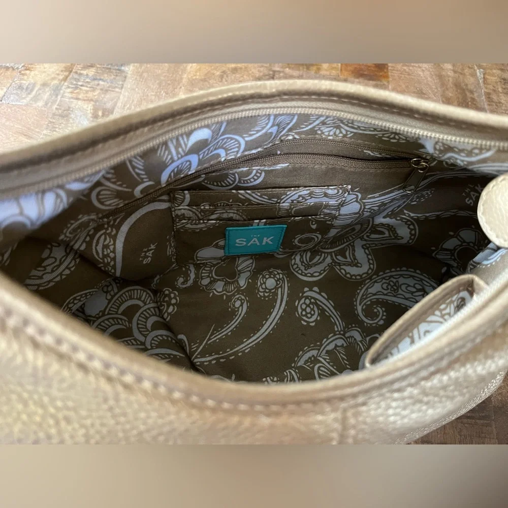 The Sak Metallic Taupe Hobo Shoulder Bag